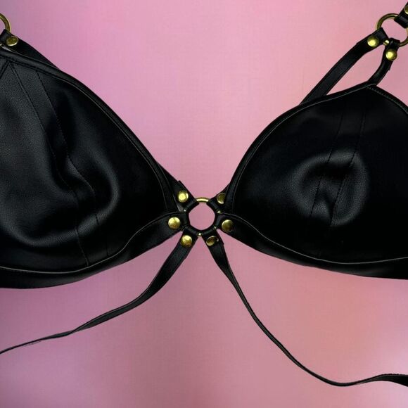 For Love and Lemons matching faux leather bralette and thong lingerie set - Picture 5 of 8